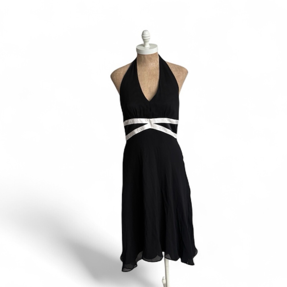 Donna Ricco New York Black Silk Halter Dress Sz 8